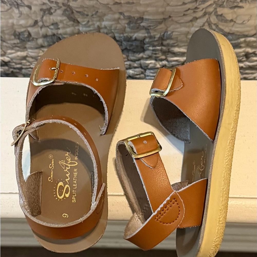 Salt Water Sandals by Hoy Brown Leather Kids Sandals